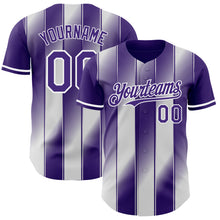 Load image into Gallery viewer, Custom Purple-White Gradient Classic Vertical Stripe Authentic Baseball Jersey
