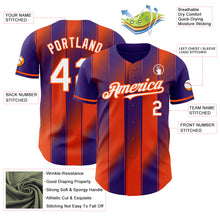 Загрузить изображение в средство просмотра галереи, Custom Purple White-Orange Gradient Classic Vertical Stripe Authentic Baseball Jersey