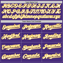 Load image into Gallery viewer, Custom Purple White-Gold Gradient Classic Vertical Stripe Authentic Baseball Jersey