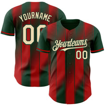 Laden Sie das Bild in den Galerie-Viewer, Custom Green Cream-Red Gradient Classic Vertical Stripe Authentic Baseball Jersey