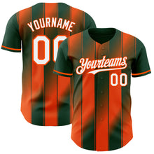 Laden Sie das Bild in den Galerie-Viewer, Custom Green White-Orange Gradient Classic Vertical Stripe Authentic Baseball Jersey