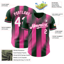 Загрузить изображение в средство просмотра галереи, Custom Green White-Pink Gradient Classic Vertical Stripe Authentic Baseball Jersey
