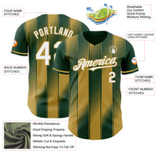 Загрузить изображение в средство просмотра галереи, Custom Green White-Old Gold Gradient Classic Vertical Stripe Authentic Baseball Jersey