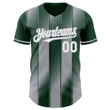 Charger l'image dans la galerie, Custom Green White-Gray Gradient Classic Vertical Stripe Authentic Baseball Jersey