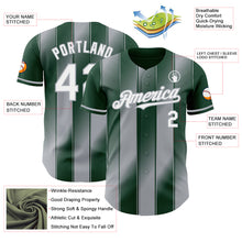 Charger l'image dans la galerie, Custom Green White-Gray Gradient Classic Vertical Stripe Authentic Baseball Jersey