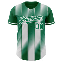 Laden Sie das Bild in den Galerie-Viewer, Custom Kelly Green-White Gradient Classic Vertical Stripe Authentic Baseball Jersey