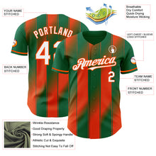 Загрузить изображение в средство просмотра галереи, Custom Kelly Green White-Orange Gradient Classic Vertical Stripe Authentic Baseball Jersey