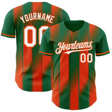 Загрузить изображение в средство просмотра галереи, Custom Kelly Green White-Orange Gradient Classic Vertical Stripe Authentic Baseball Jersey