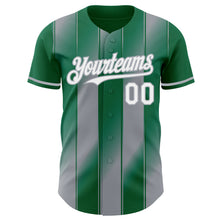Charger l'image dans la galerie, Custom Kelly Green White-Gray Gradient Classic Vertical Stripe Authentic Baseball Jersey