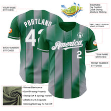 Charger l'image dans la galerie, Custom Kelly Green White-Gray Gradient Classic Vertical Stripe Authentic Baseball Jersey