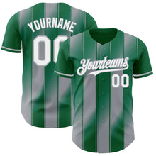 Charger l'image dans la galerie, Custom Kelly Green White-Gray Gradient Classic Vertical Stripe Authentic Baseball Jersey
