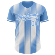 Laden Sie das Bild in den Galerie-Viewer, Custom Light Blue-White Gradient Classic Vertical Stripe Authentic Baseball Jersey