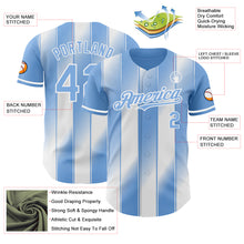 Laden Sie das Bild in den Galerie-Viewer, Custom Light Blue-White Gradient Classic Vertical Stripe Authentic Baseball Jersey