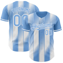 Laden Sie das Bild in den Galerie-Viewer, Custom Light Blue-White Gradient Classic Vertical Stripe Authentic Baseball Jersey