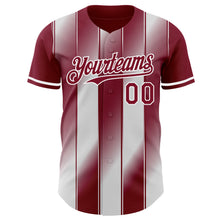 Load image into Gallery viewer, Custom Crimson-White Gradient Classic Vertical Stripe Authentic Baseball Jersey