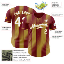 Charger l'image dans la galerie, Custom Crimson White-Old Gold Gradient Classic Vertical Stripe Authentic Baseball Jersey