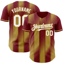 Charger l'image dans la galerie, Custom Crimson White-Old Gold Gradient Classic Vertical Stripe Authentic Baseball Jersey