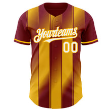 Charger l'image dans la galerie, Custom Crimson White-Gold Gradient Classic Vertical Stripe Authentic Baseball Jersey