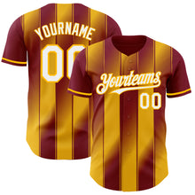Charger l'image dans la galerie, Custom Crimson White-Gold Gradient Classic Vertical Stripe Authentic Baseball Jersey