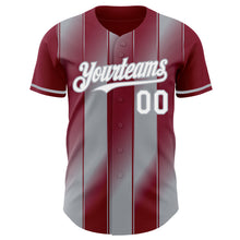 Load image into Gallery viewer, Custom Crimson White-Gray Gradient Classic Vertical Stripe Authentic Baseball Jersey