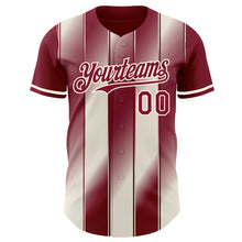Laden Sie das Bild in den Galerie-Viewer, Custom Crimson Cream-Cream Gradient Classic Vertical Stripe Authentic Baseball Jersey