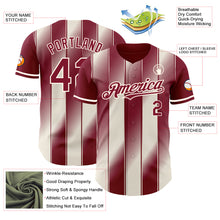 Laden Sie das Bild in den Galerie-Viewer, Custom Crimson Cream-Cream Gradient Classic Vertical Stripe Authentic Baseball Jersey