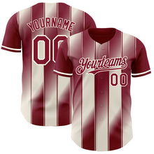 Laden Sie das Bild in den Galerie-Viewer, Custom Crimson Cream-Cream Gradient Classic Vertical Stripe Authentic Baseball Jersey