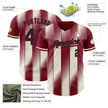 Load image into Gallery viewer, Custom Crimson Black-Cream Gradient Classic Vertical Stripe Authentic Baseball Jersey