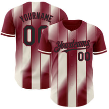 Load image into Gallery viewer, Custom Crimson Black-Cream Gradient Classic Vertical Stripe Authentic Baseball Jersey