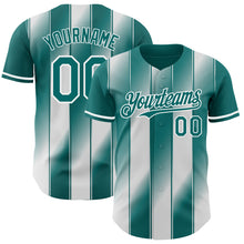 Load image into Gallery viewer, Custom Teal-White Gradient Classic Vertical Stripe Authentic Baseball Jersey