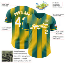 Load image into Gallery viewer, Custom Teal White-Yellow Gradient Classic Vertical Stripe Authentic Baseball Jersey