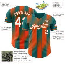 Load image into Gallery viewer, Custom Teal White-Orange Gradient Classic Vertical Stripe Authentic Baseball Jersey