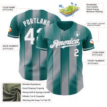 Laden Sie das Bild in den Galerie-Viewer, Custom Teal White-Gray Gradient Classic Vertical Stripe Authentic Baseball Jersey