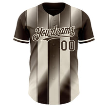 Laden Sie das Bild in den Galerie-Viewer, Custom Brown Cream-Cream Gradient Classic Vertical Stripe Authentic Baseball Jersey