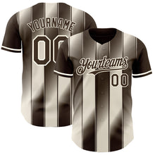 Laden Sie das Bild in den Galerie-Viewer, Custom Brown Cream-Cream Gradient Classic Vertical Stripe Authentic Baseball Jersey