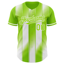 Загрузить изображение в средство просмотра галереи, Custom Neon Green-White Gradient Classic Vertical Stripe Authentic Baseball Jersey