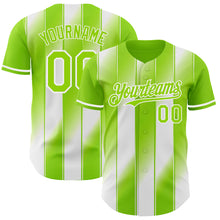 Загрузить изображение в средство просмотра галереи, Custom Neon Green-White Gradient Classic Vertical Stripe Authentic Baseball Jersey