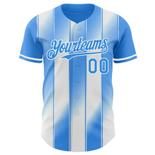 Load image into Gallery viewer, Custom Electric Blue-White Gradient Classic Vertical Stripe Authentic Baseball Jersey