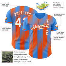 Load image into Gallery viewer, Custom Electric Blue White-Orange Gradient Classic Vertical Stripe Authentic Baseball Jersey