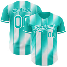 Load image into Gallery viewer, Custom Aqua-White Gradient Classic Vertical Stripe Authentic Baseball Jersey