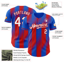 Загрузить изображение в средство просмотра галереи, Custom Thunder Blue White-Red Gradient Classic Vertical Stripe Authentic Baseball Jersey