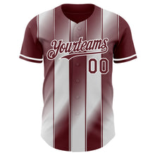 Laden Sie das Bild in den Galerie-Viewer, Custom Burgundy-White Gradient Classic Vertical Stripe Authentic Baseball Jersey