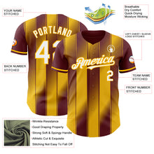 Charger l'image dans la galerie, Custom Burgundy White-Gold Gradient Classic Vertical Stripe Authentic Baseball Jersey