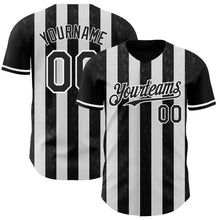 Laden Sie das Bild in den Galerie-Viewer, Custom Black-White Classic Vertical Stripe Fluid Liquid Texture Authentic Baseball Jersey