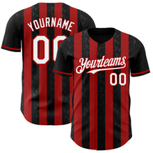 Laden Sie das Bild in den Galerie-Viewer, Custom Black White-Red Classic Vertical Stripe Fluid Liquid Texture Authentic Baseball Jersey