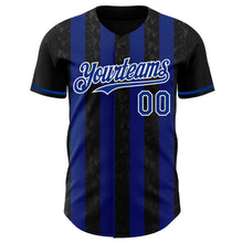 Загрузить изображение в средство просмотра галереи, Custom Black Royal-White Classic Vertical Stripe Fluid Liquid Texture Authentic Baseball Jersey