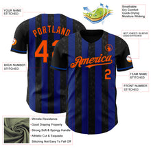 Laden Sie das Bild in den Galerie-Viewer, Custom Black Orange-Royal Classic Vertical Stripe Fluid Liquid Texture Authentic Baseball Jersey