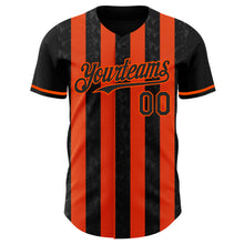 Load image into Gallery viewer, Custom Black-Orange Classic Vertical Stripe Fluid Liquid Texture Authentic Baseball Jersey