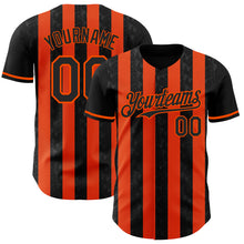 Load image into Gallery viewer, Custom Black-Orange Classic Vertical Stripe Fluid Liquid Texture Authentic Baseball Jersey