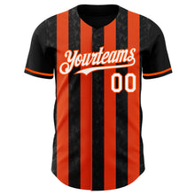 Load image into Gallery viewer, Custom Black White-Orange Classic Vertical Stripe Fluid Liquid Texture Authentic Baseball Jersey